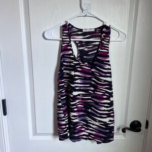 Three Eighty Two Womens Purple Abstract Tiger Print Racerback Tank Top XS‎ NWOT